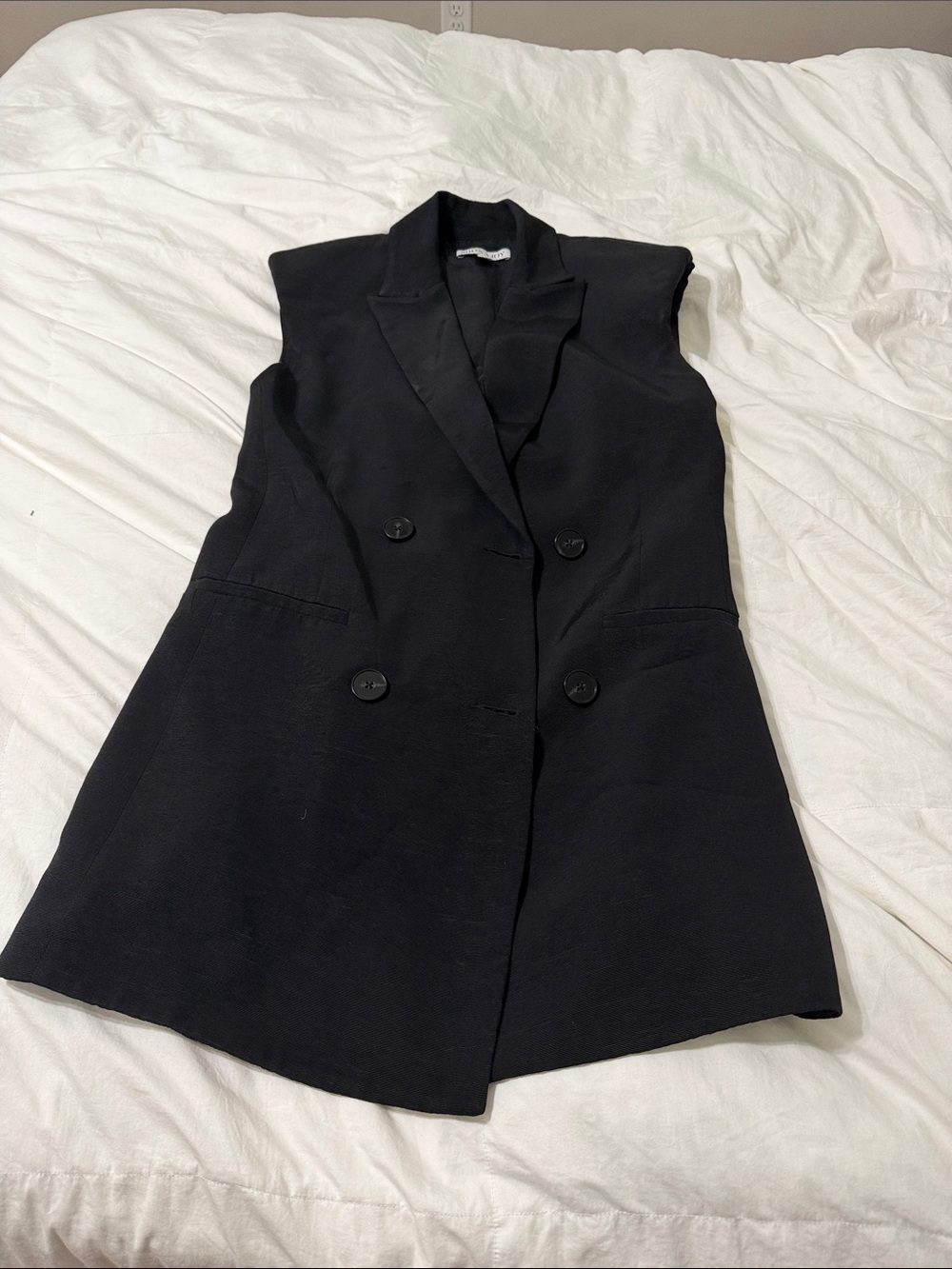 Shona Joy Black Sleeveless Double-Breasted Dress Blazer